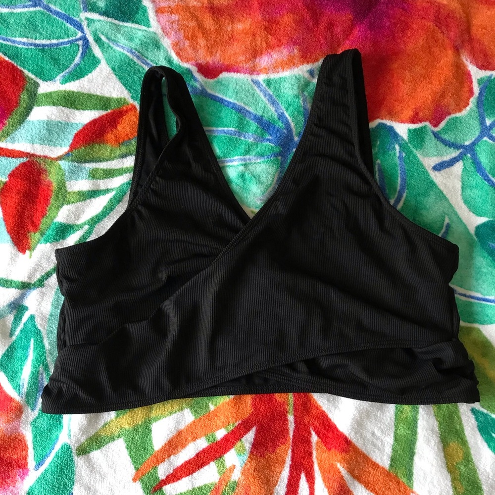 NWOT Black Bikini Top, Ribbed and Soft
